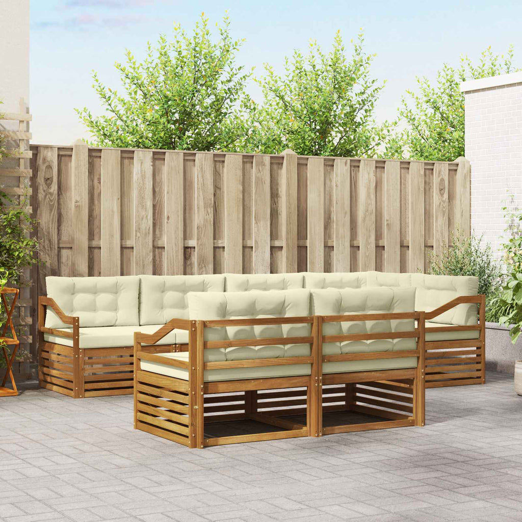Outdoor-Sofagarnitur mit Kissen 7 pcs Natur und Creme