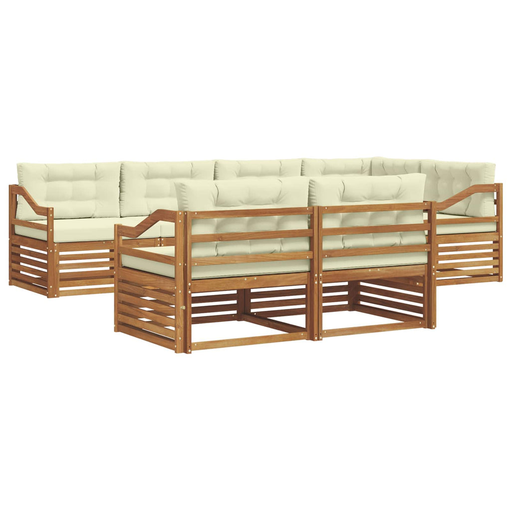 Outdoor-Sofagarnitur mit Kissen 7 pcs Natur und Creme