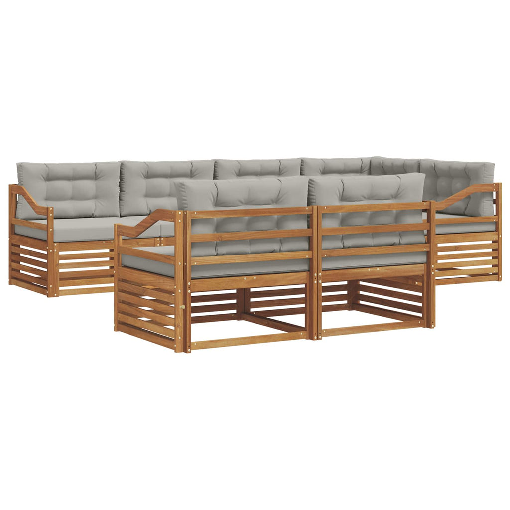 Outdoor-Sofagarnitur mit Kissen 7 pcs Natürlich und Hellgrau