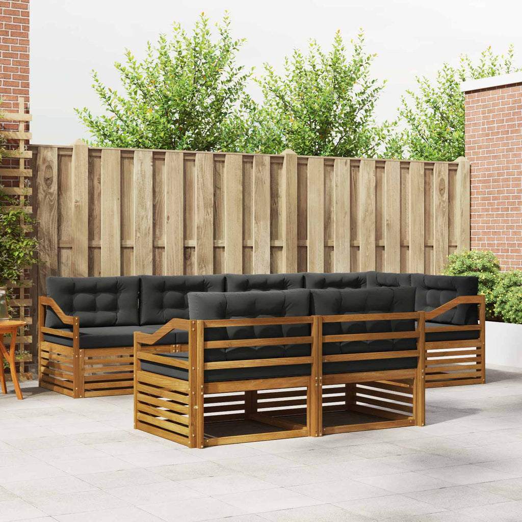 Outdoor-Sofagarnitur mit Kissen 7 pcs Natur und Anthrazit
