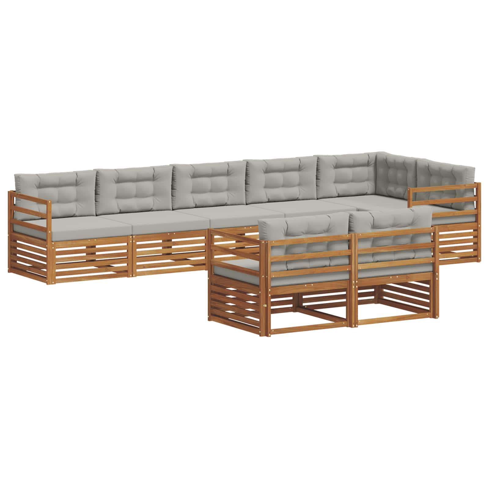 Outdoor-Sofagarnitur mit Kissen 8 pcs Natürlich und Hellgrau
