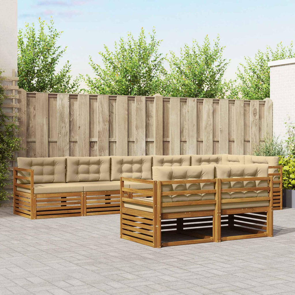Outdoor-Sofagarnitur mit Kissen 8 pcs Natur und Beige
