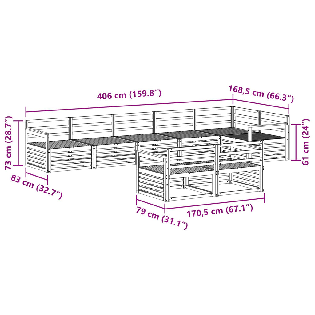 Outdoor-Sofagarnitur 8 pcs Natur Massivholz Akazie