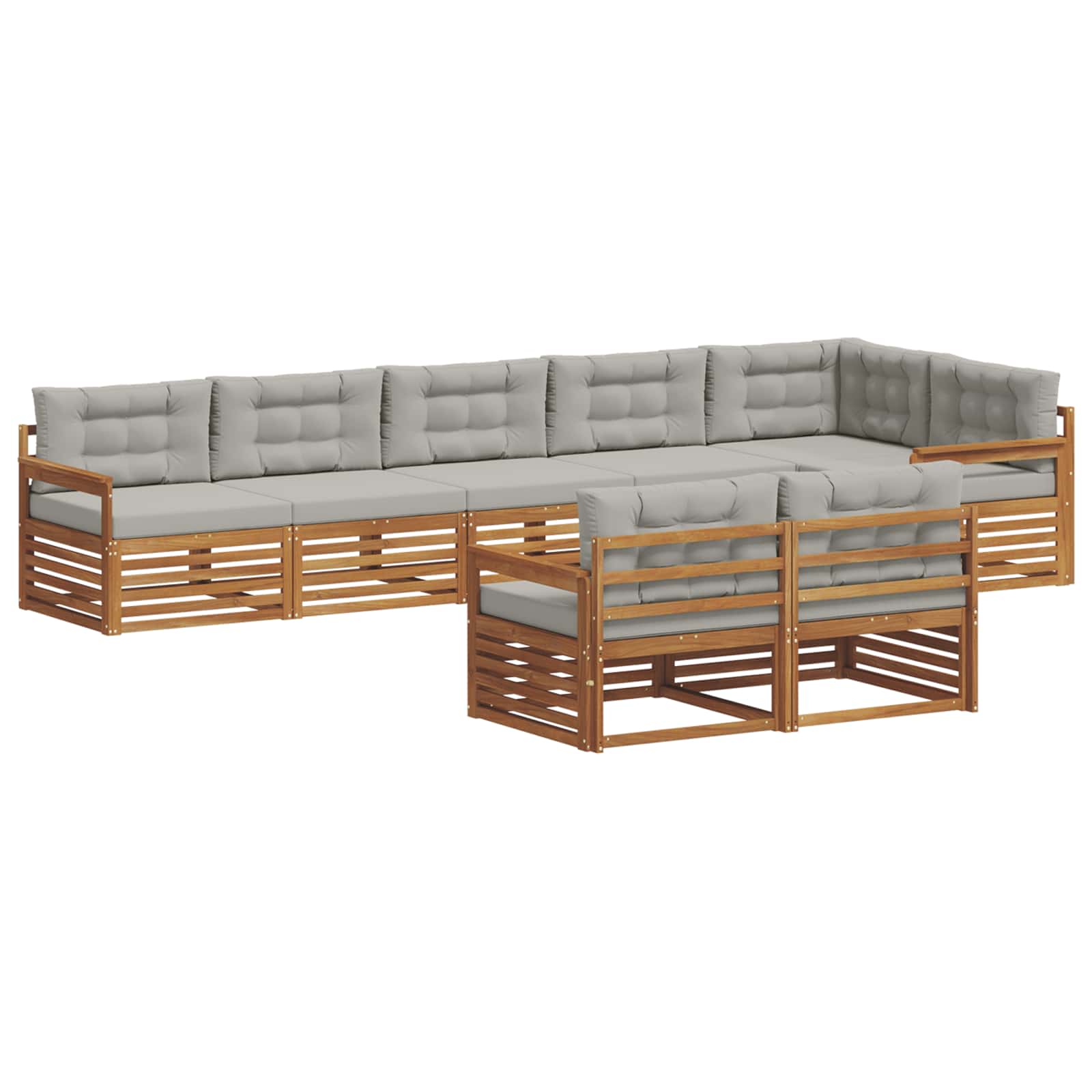 Outdoor-Sofagarnitur mit Kissen 8 pcs Natürlich und Hellgrau