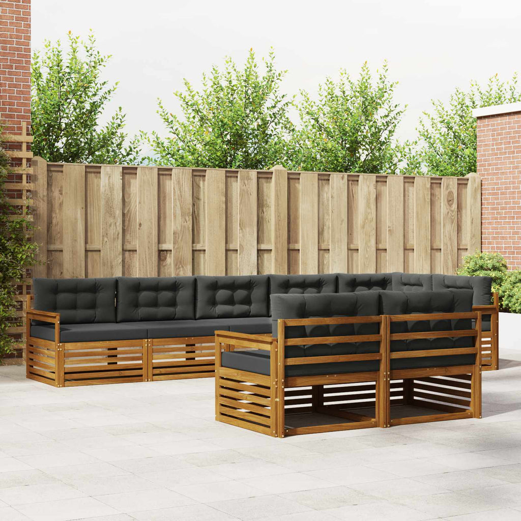 Outdoor-Sofagarnitur mit Kissen 8 pcs Natur und Anthrazit