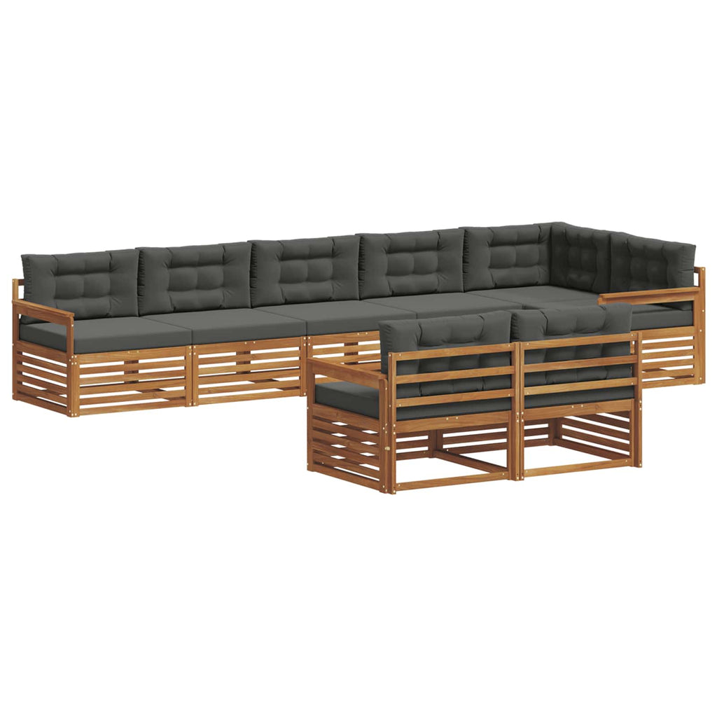 Outdoor-Sofagarnitur mit Kissen 8 pcs Natur und Anthrazit