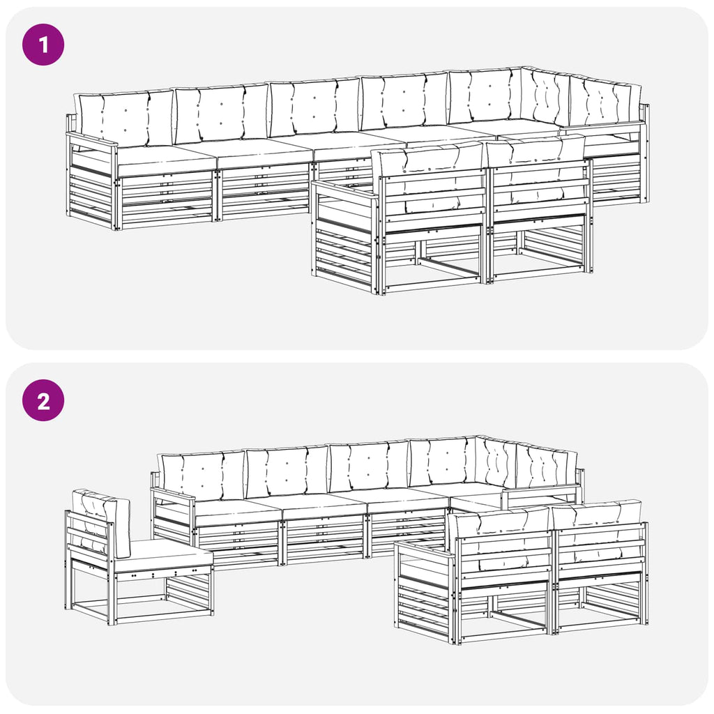 Outdoor-Sofagarnitur mit Kissen 8 pcs Natur und Anthrazit