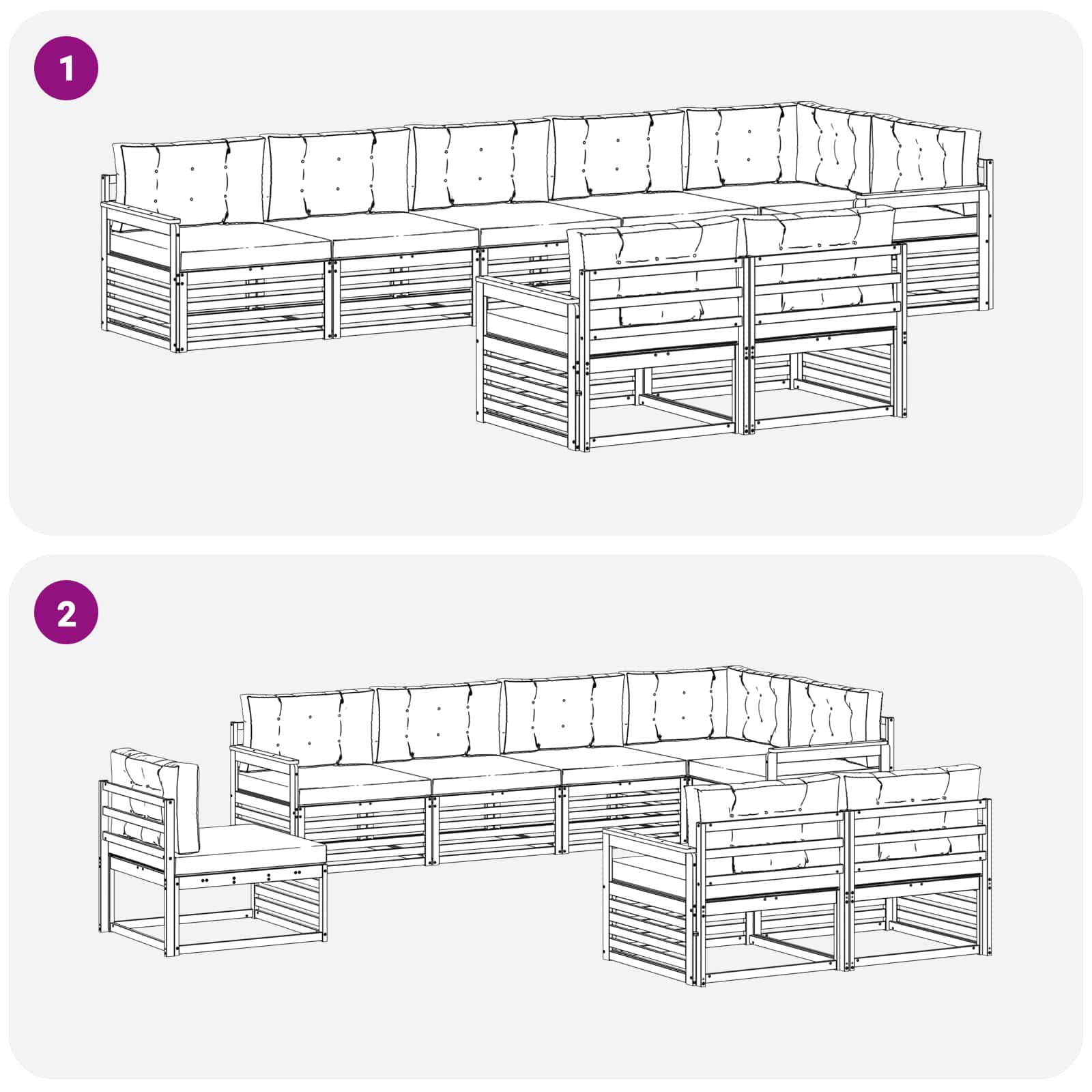 Outdoor-Sofagarnitur mit Kissen 8 pcs Natur und Anthrazit