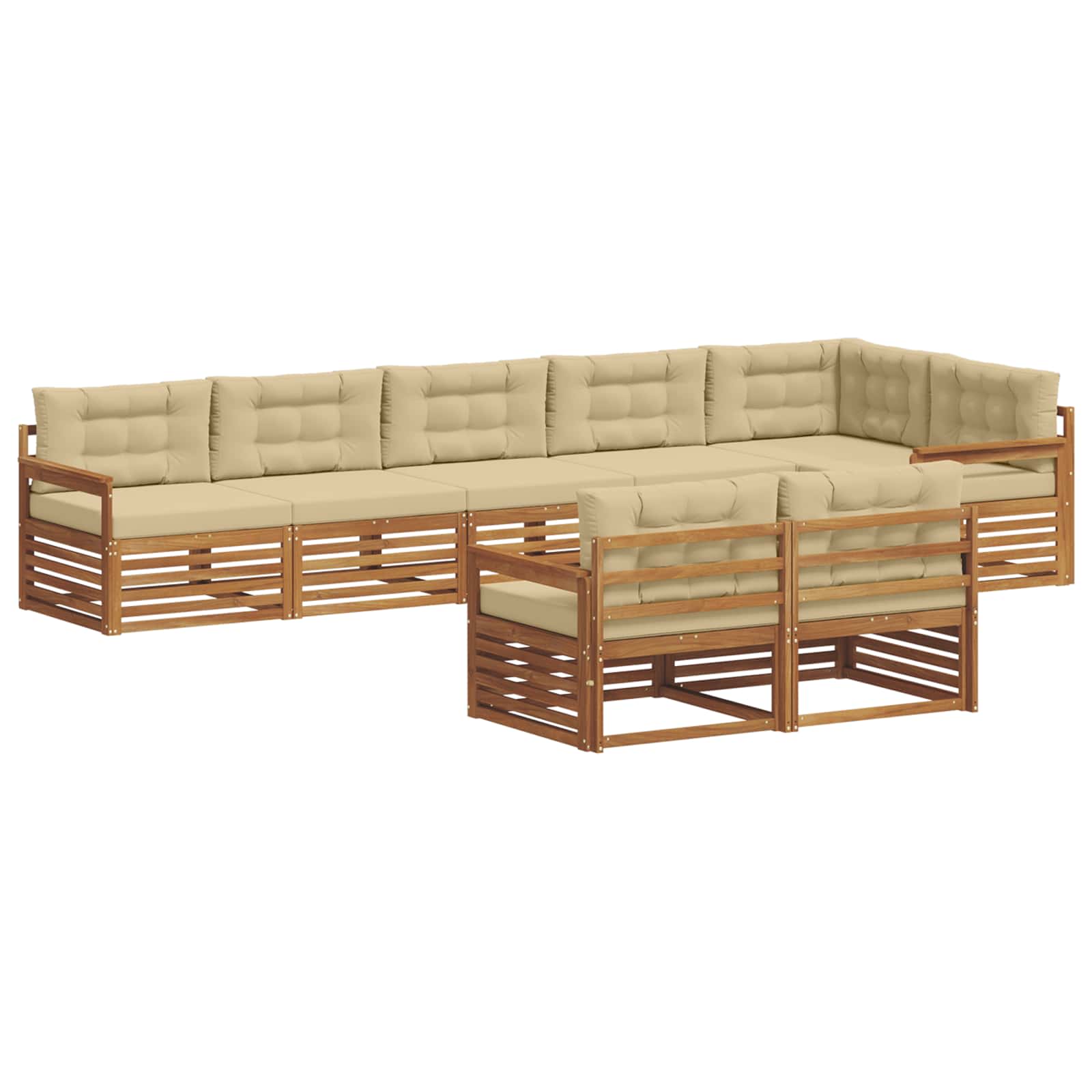 Outdoor-Sofagarnitur mit Kissen 8 pcs Natur und Beige