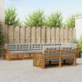 Outdoor-Sofagarnitur mit Kissen 8 pcs Natürlich und Hellgrau