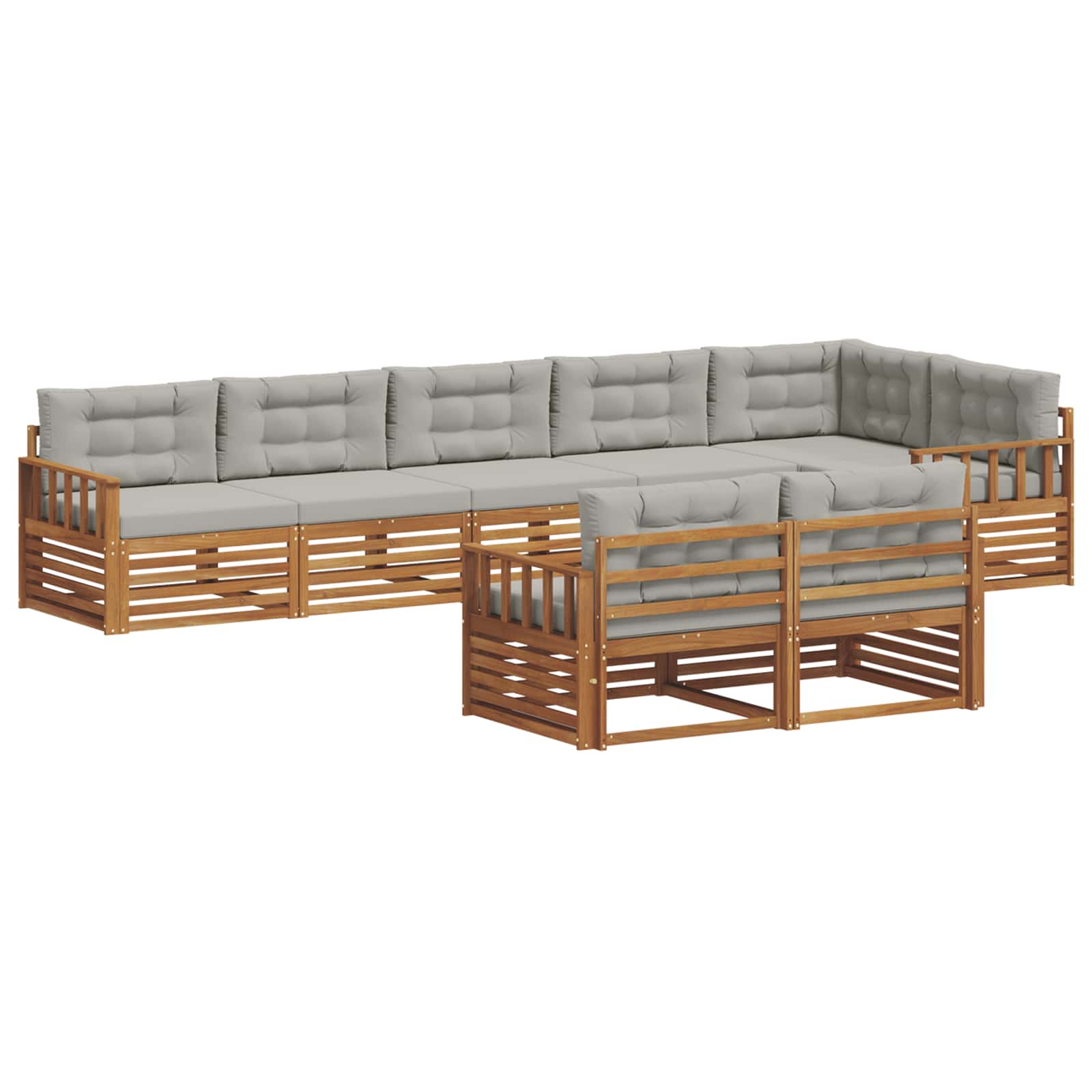 Outdoor-Sofagarnitur mit Kissen 8 pcs Natürlich und Hellgrau