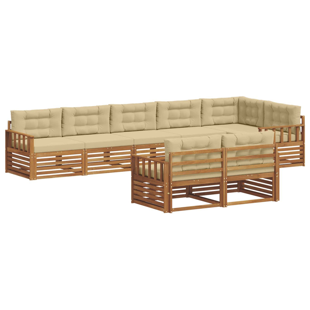 Outdoor-Sofagarnitur mit Kissen 8 pcs Natur und Beige