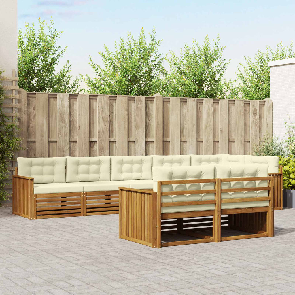 Outdoor-Sofagarnitur mit Kissen 8 pcs Natur und Creme
