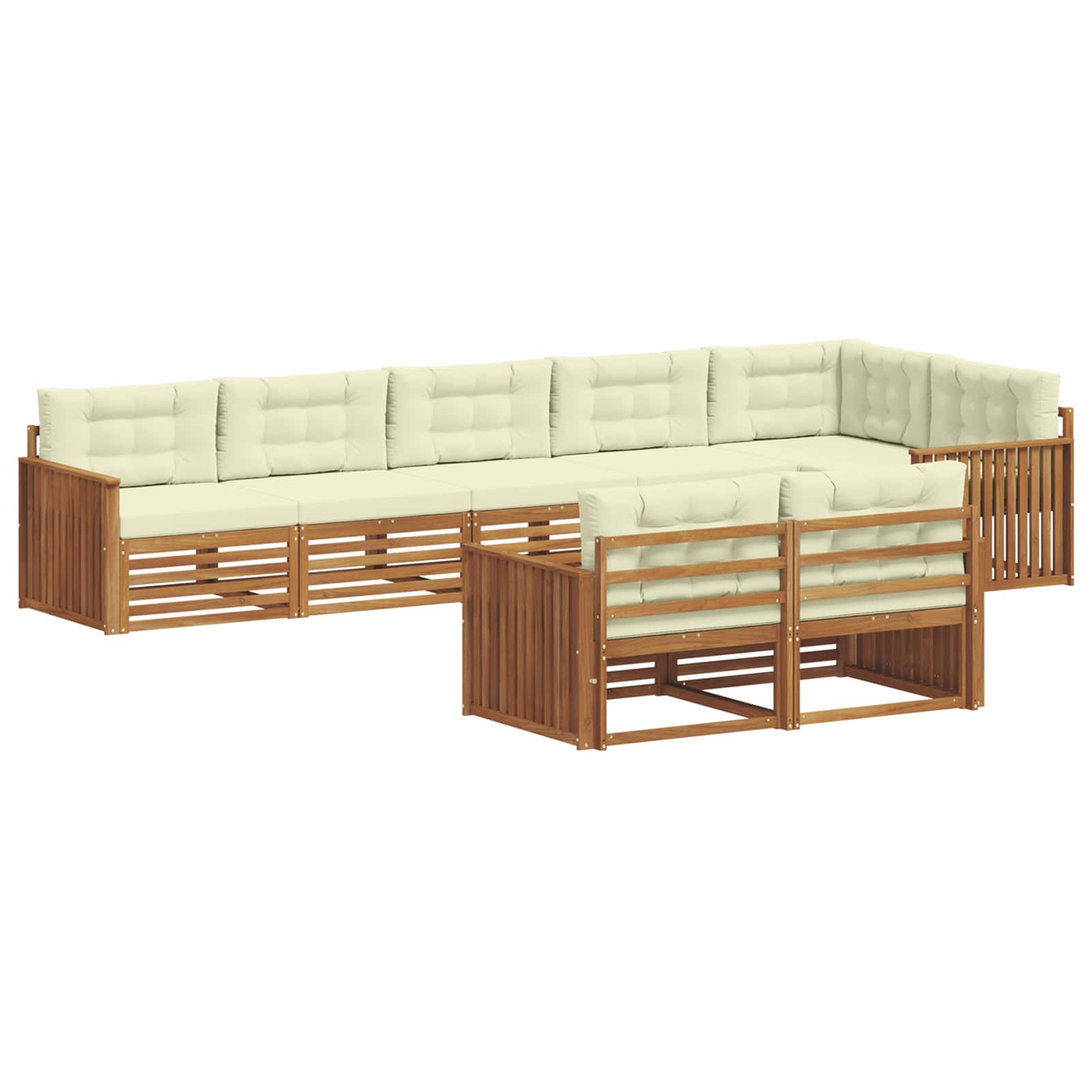 Outdoor-Sofagarnitur mit Kissen 8 pcs Natur und Creme