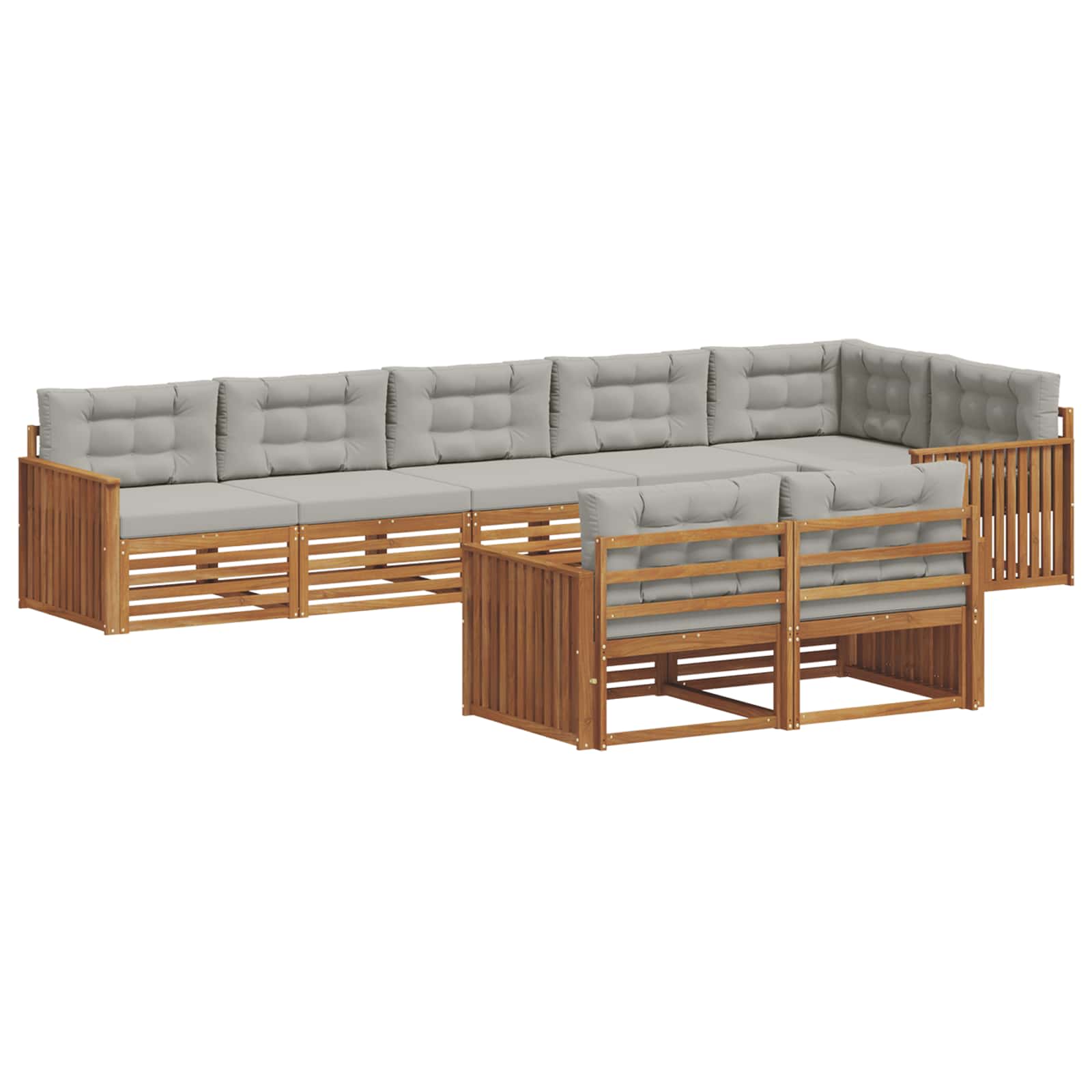 Outdoor-Sofagarnitur mit Kissen 8 pcs Natürlich und Hellgrau