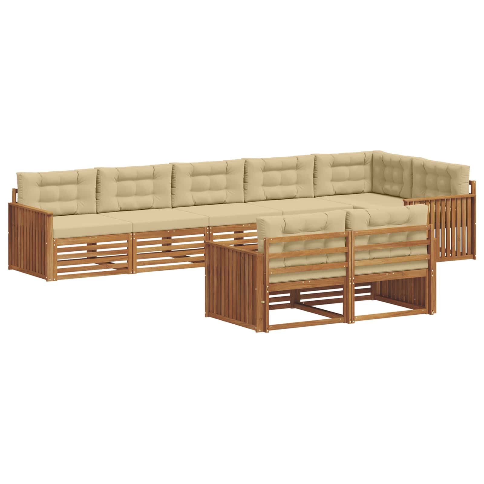 Outdoor-Sofagarnitur mit Kissen 8 pcs Natur und Beige