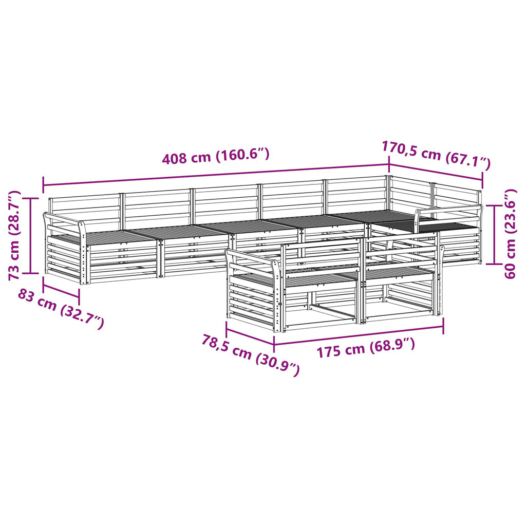 Outdoor-Sofagarnitur 8 pcs Natur Massivholz Akazie