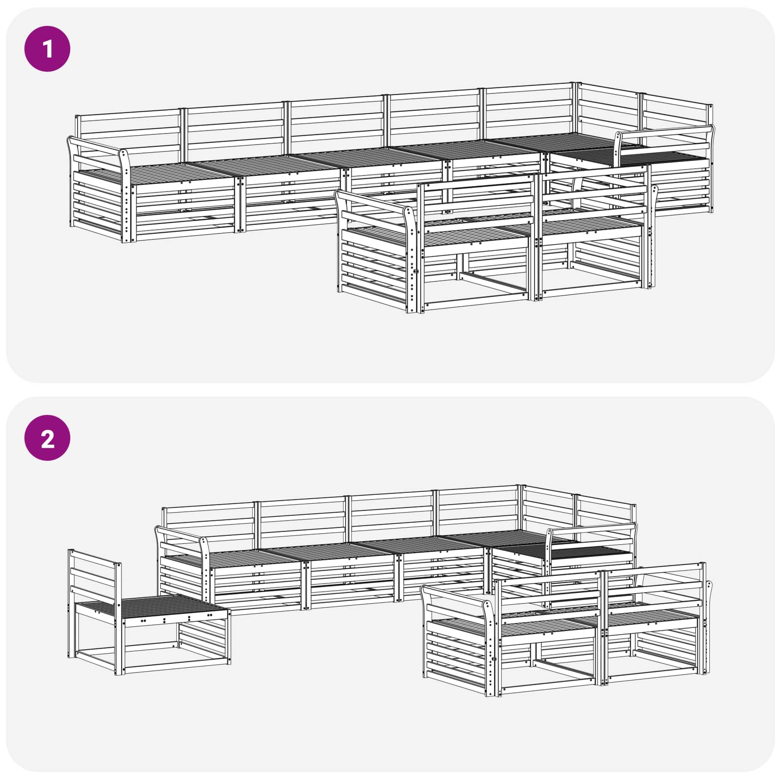 Outdoor-Sofagarnitur 8 pcs Natur Massivholz Akazie