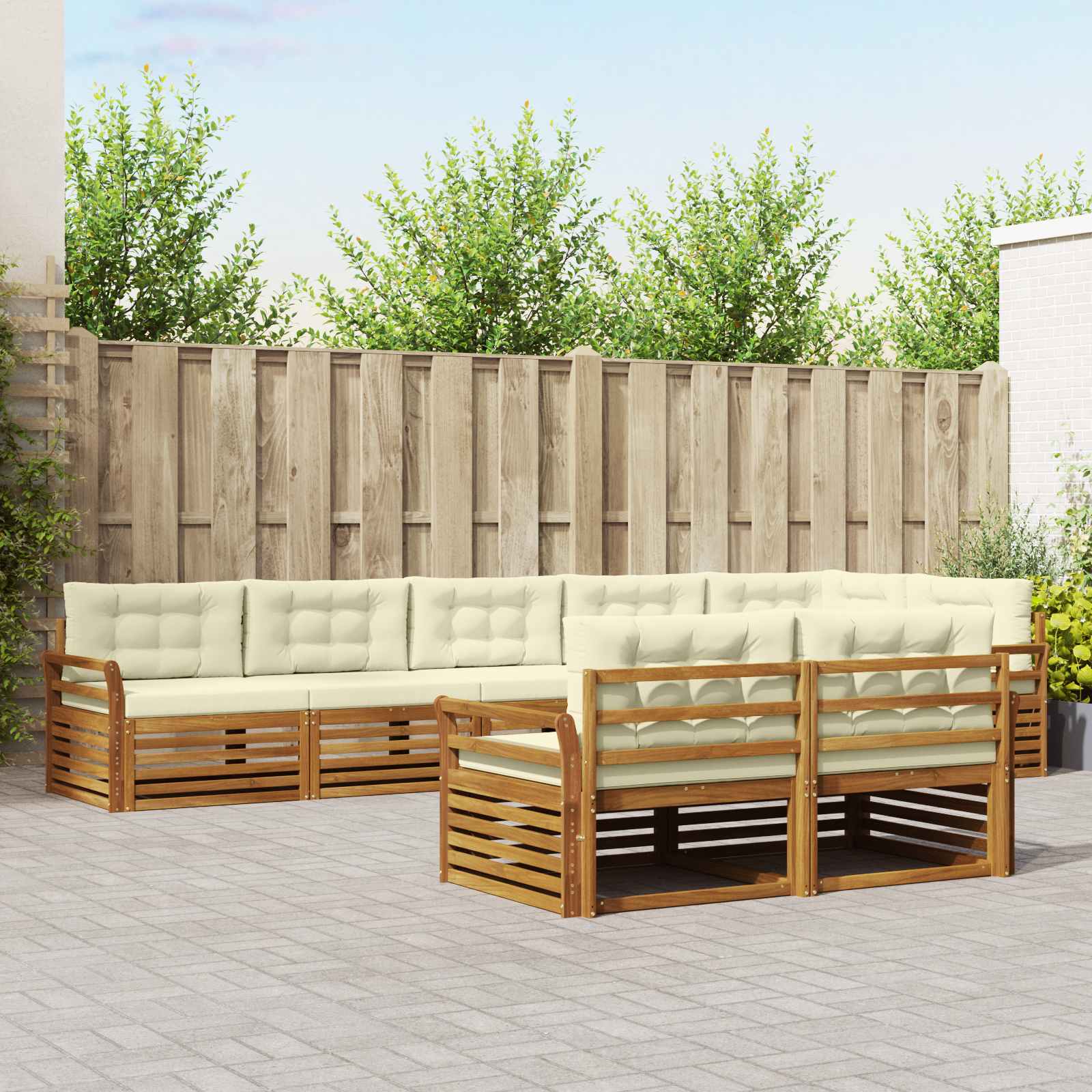 Outdoor-Sofagarnitur mit Kissen 8 pcs Natur und Creme