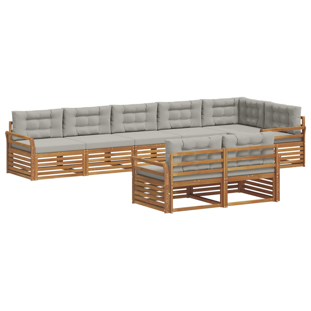Outdoor-Sofagarnitur mit Kissen 8 pcs Natürlich und Hellgrau