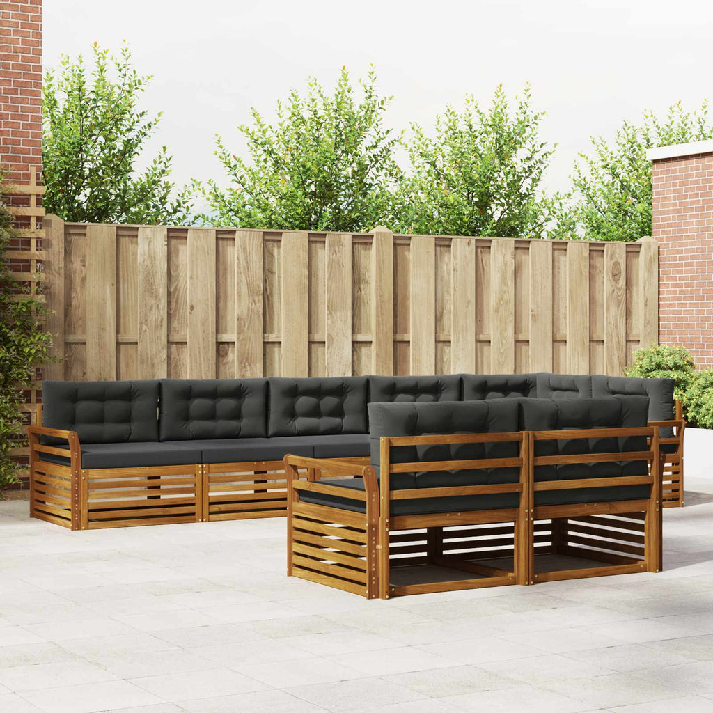 Outdoor-Sofagarnitur mit Kissen 8 pcs Natur und Anthrazit