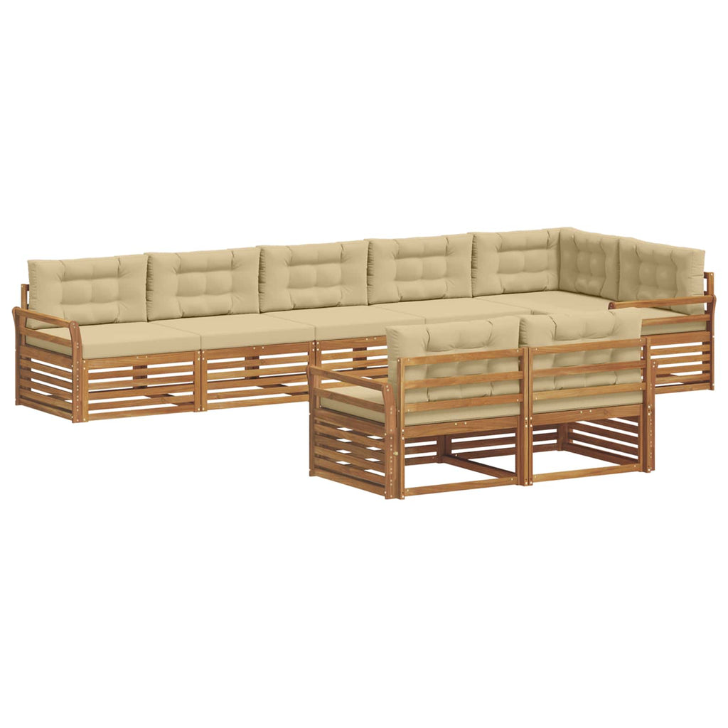 Outdoor-Sofagarnitur mit Kissen 8 pcs Natur und Beige