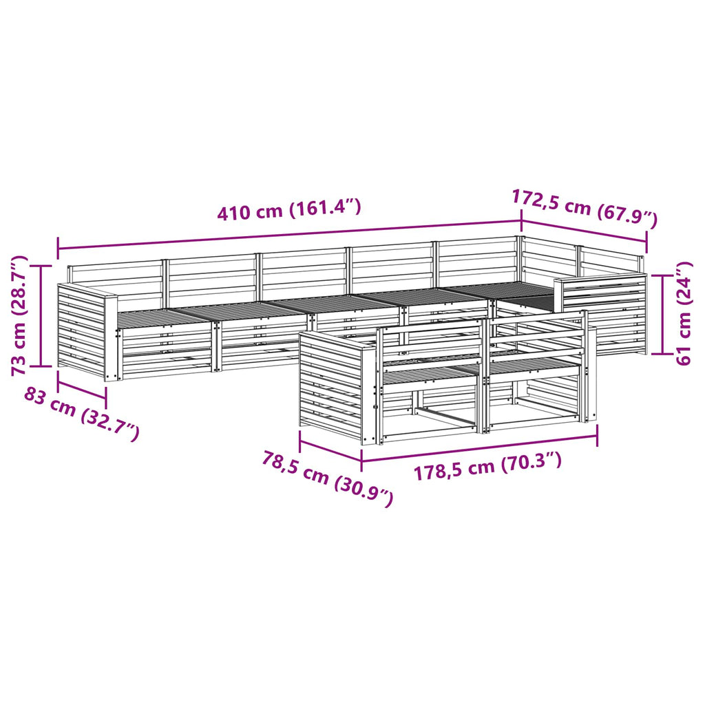 Outdoor-Sofagarnitur 8 pcs Natur Massivholz Akazie