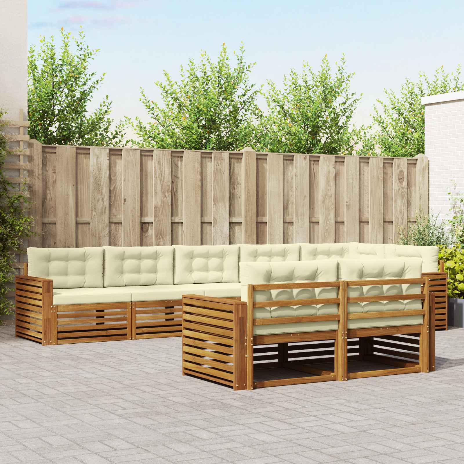Outdoor-Sofagarnitur mit Kissen 8 pcs Natur und Creme