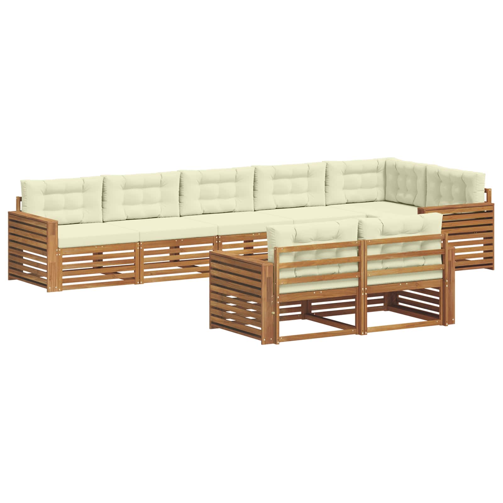 Outdoor-Sofagarnitur mit Kissen 8 pcs Natur und Creme