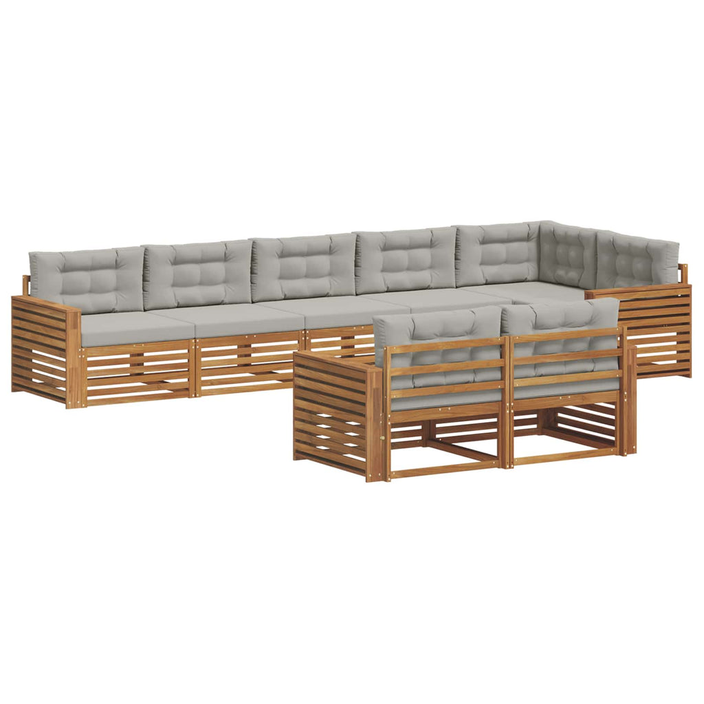 Outdoor-Sofagarnitur mit Kissen 8 pcs Natürlich und Hellgrau