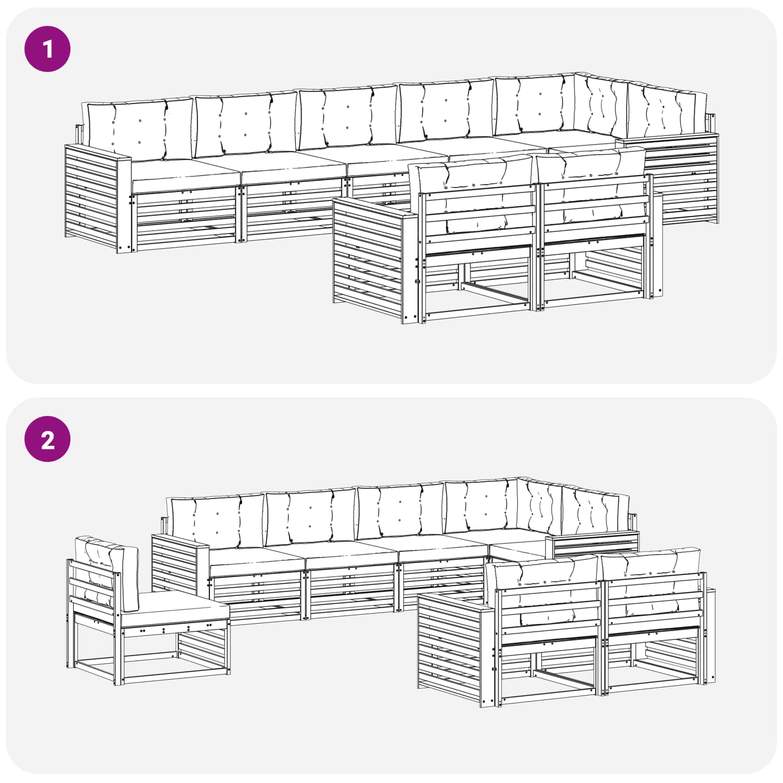 Outdoor-Sofagarnitur mit Kissen 8 pcs Natürlich und Hellgrau