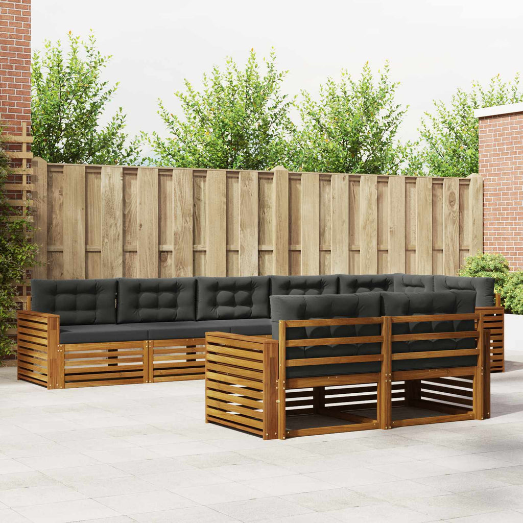 Outdoor-Sofagarnitur mit Kissen 8 pcs Natur und Anthrazit