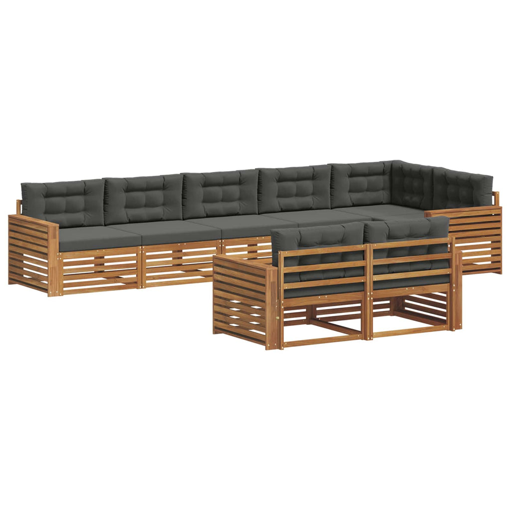 Outdoor-Sofagarnitur mit Kissen 8 pcs Natur und Anthrazit