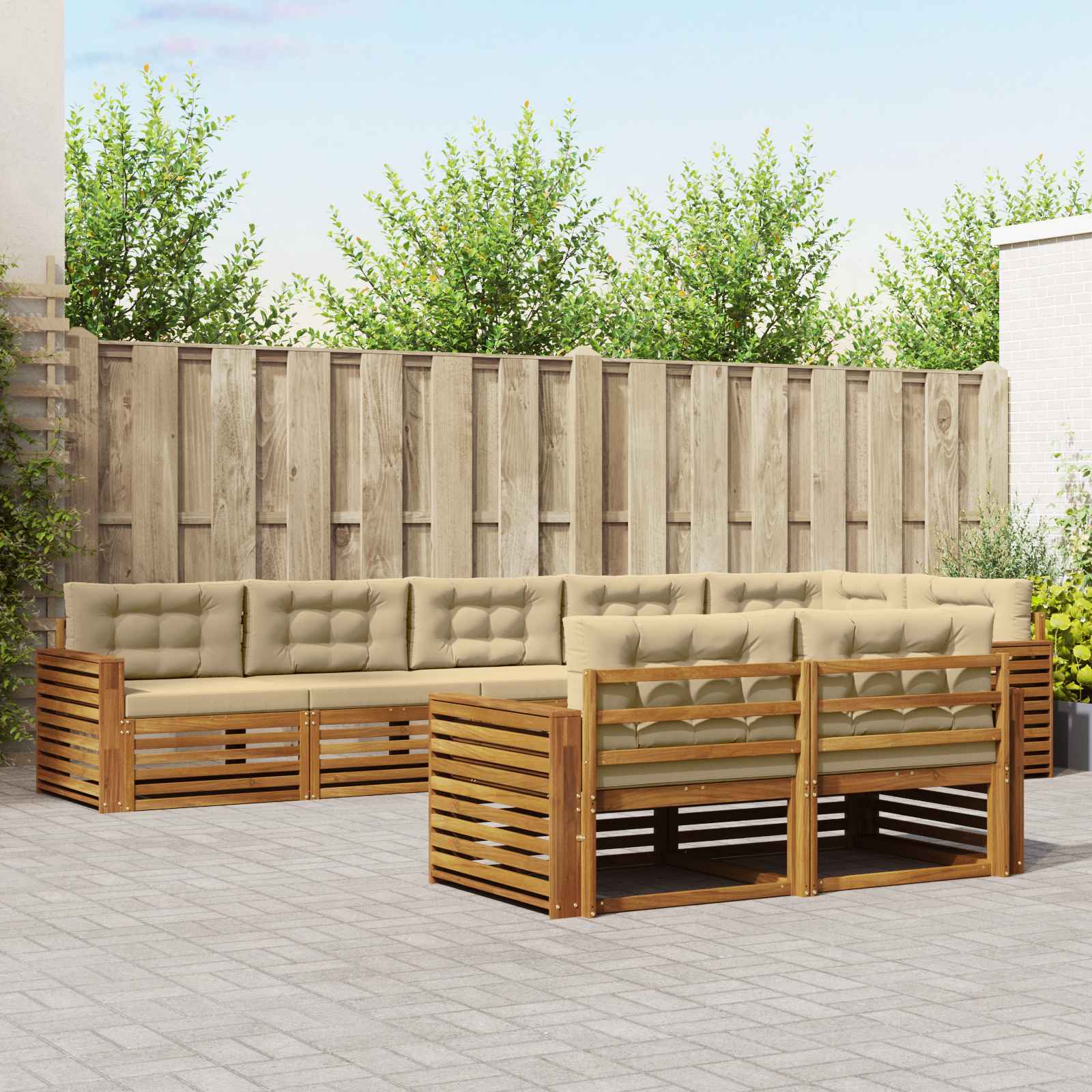 Outdoor-Sofagarnitur mit Kissen 8 pcs Natur und Beige