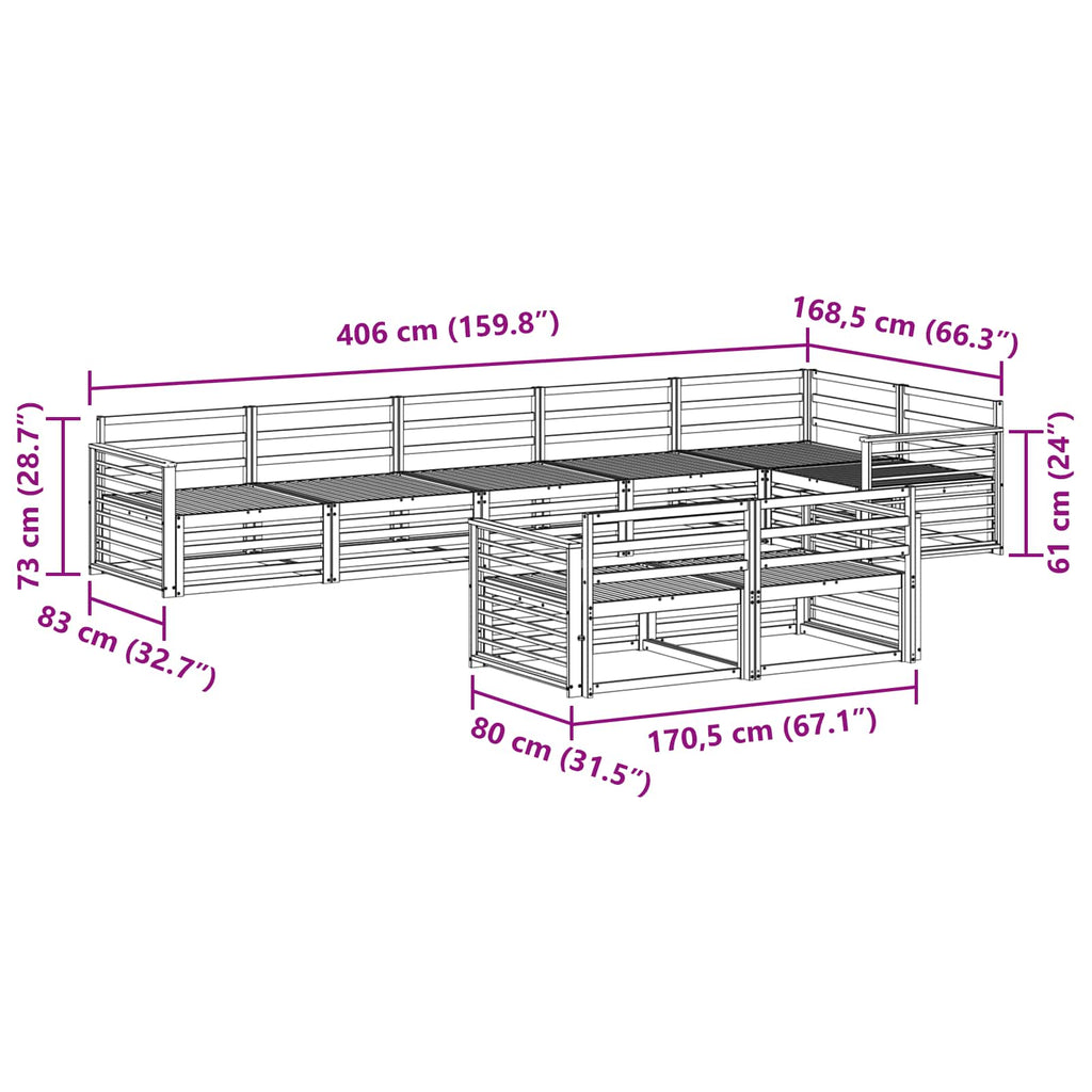 Outdoor-Sofagarnitur 8 pcs Natur Massivholz Akazie
