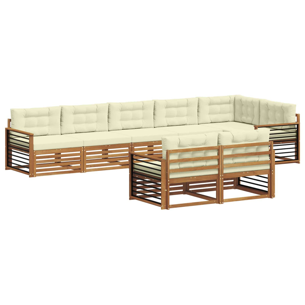 Outdoor-Sofagarnitur mit Kissen 8 pcs Natur und Creme