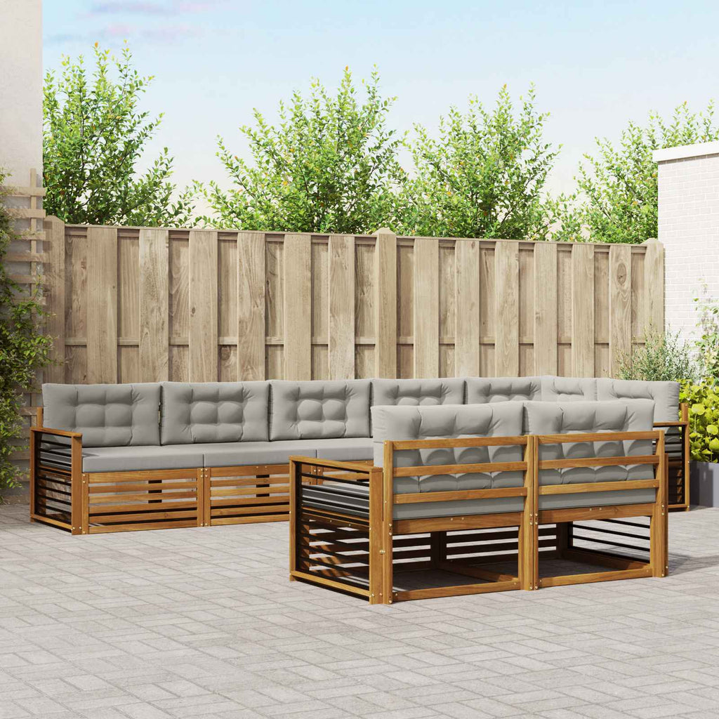 Outdoor-Sofagarnitur mit Kissen 8 pcs Natürlich und Hellgrau