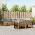 Outdoor-Sofagarnitur mit Kissen 8 pcs Natürlich und Hellgrau