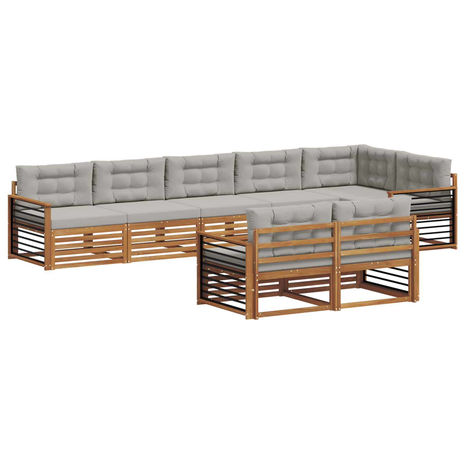 Outdoor-Sofagarnitur mit Kissen 8 pcs Natürlich und Hellgrau