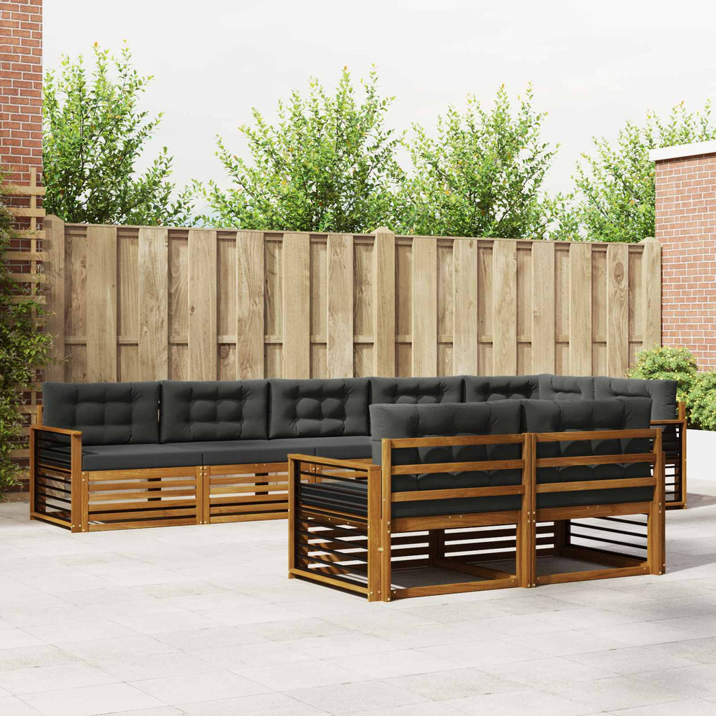 Outdoor-Sofagarnitur mit Kissen 8 pcs Natur und Anthrazit