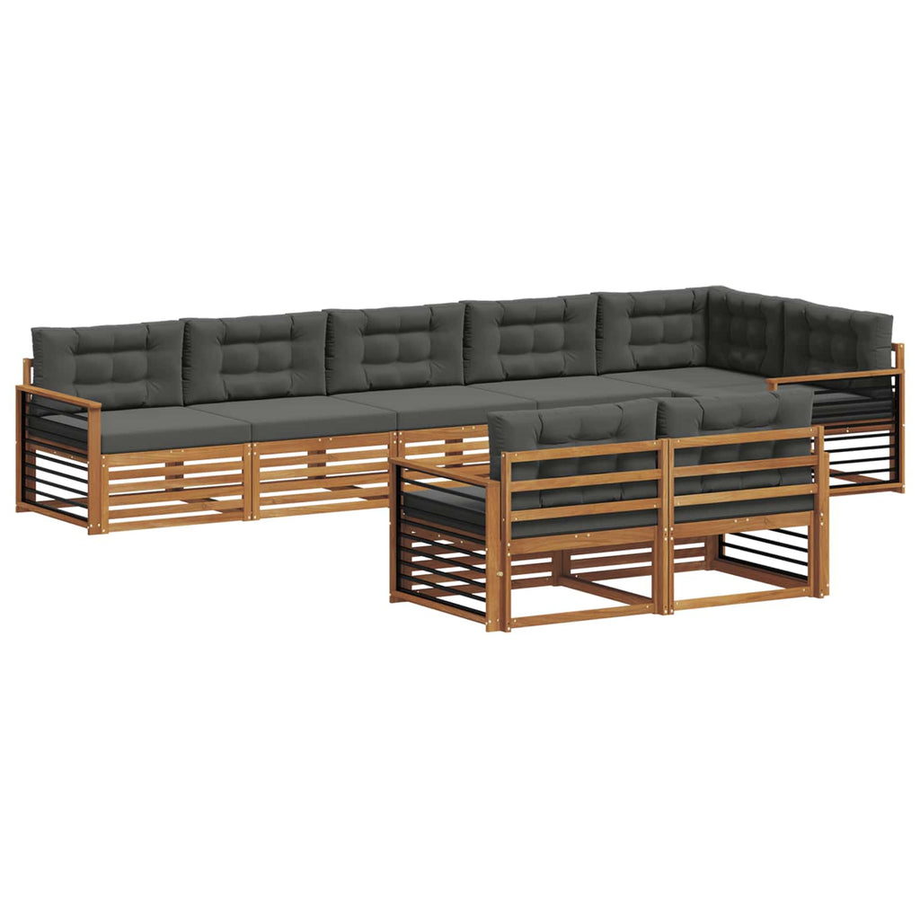 Outdoor-Sofagarnitur mit Kissen 8 pcs Natur und Anthrazit