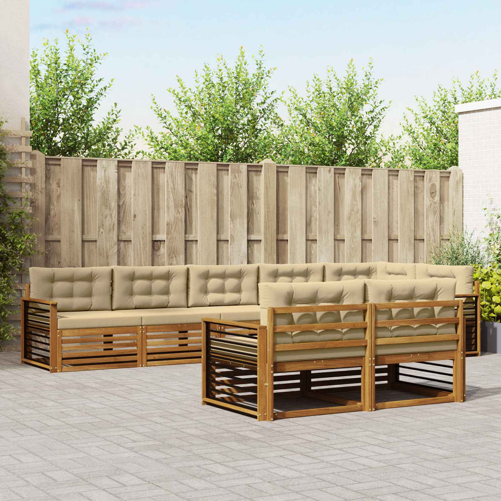 Outdoor-Sofagarnitur mit Kissen 8 pcs Natur und Beige