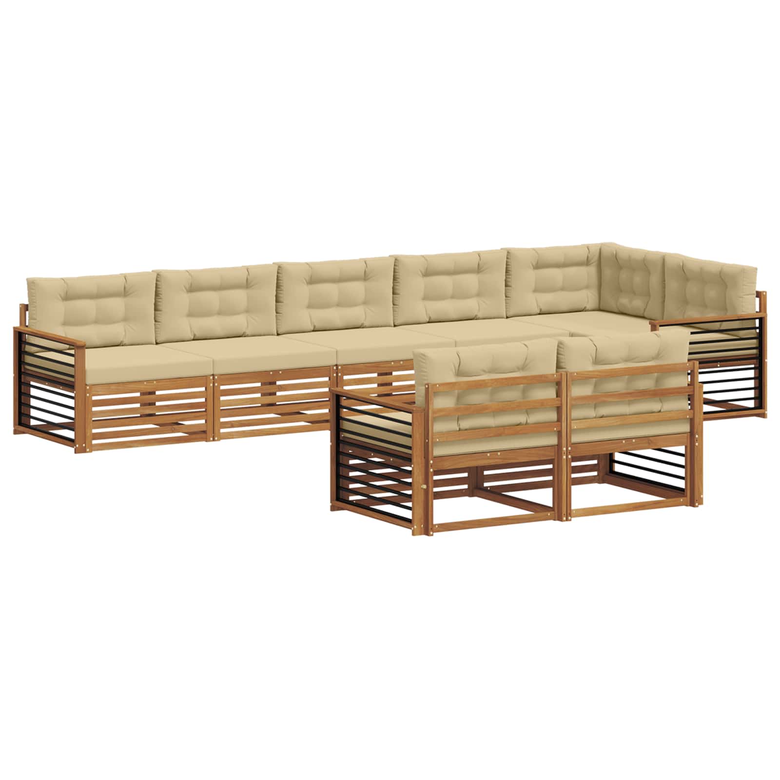 Outdoor-Sofagarnitur mit Kissen 8 pcs Natur und Beige
