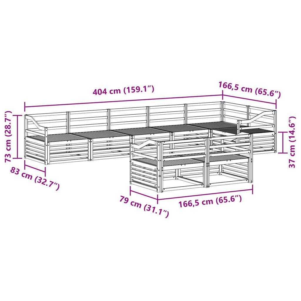 Outdoor-Sofagarnitur 8 pcs Natur Massivholz Akazie