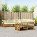 Outdoor-Sofagarnitur mit Kissen 8 pcs Natur und Creme
