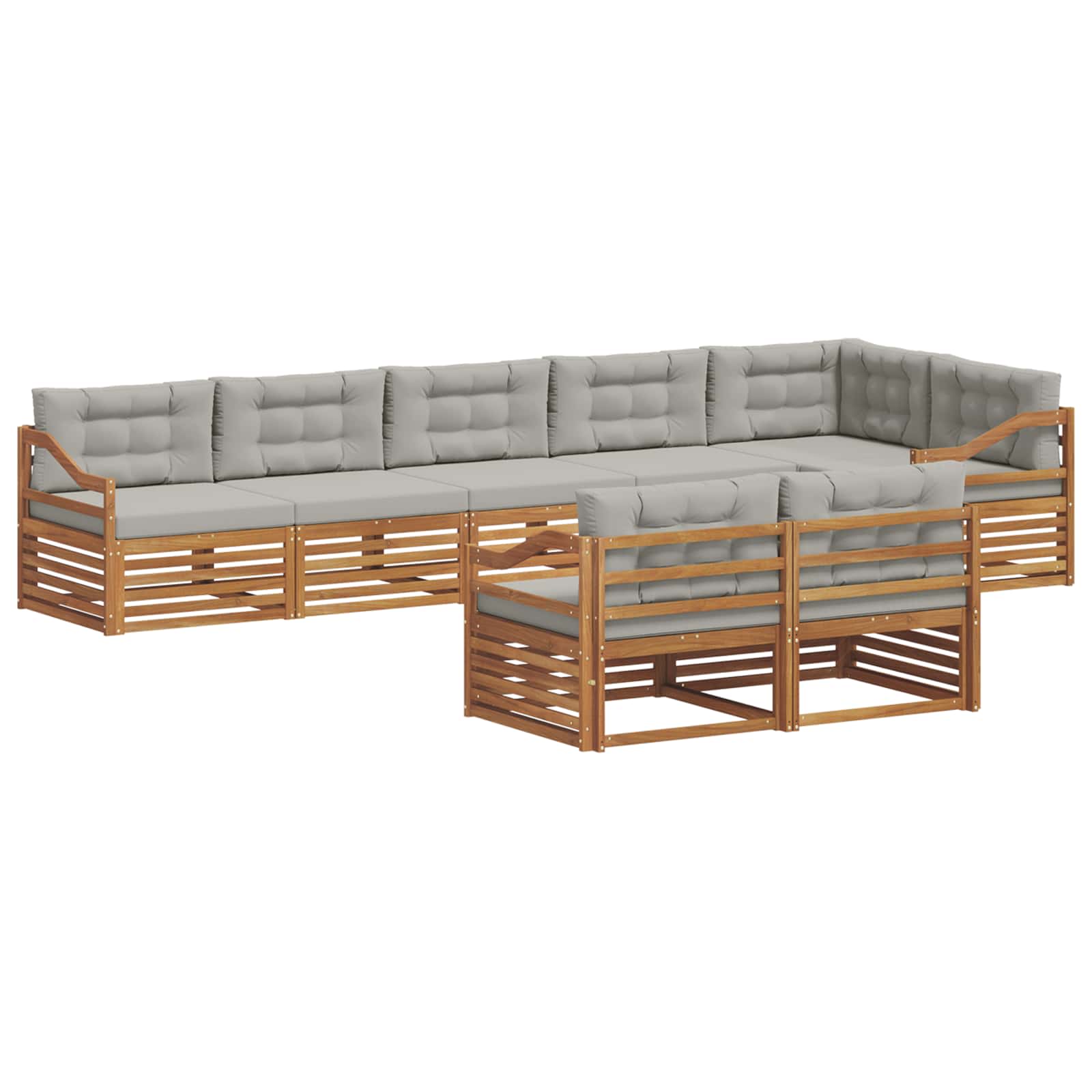 Outdoor-Sofagarnitur mit Kissen 8 pcs Natürlich und Hellgrau