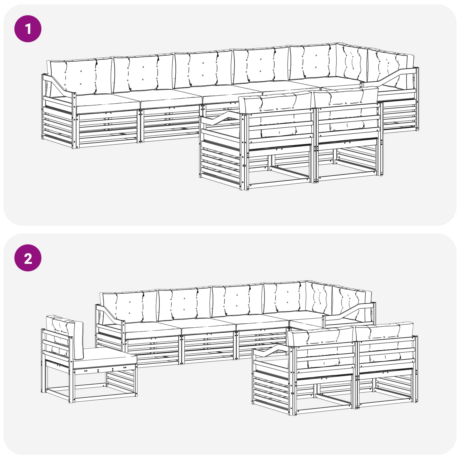 Outdoor-Sofagarnitur mit Kissen 8 pcs Natürlich und Hellgrau