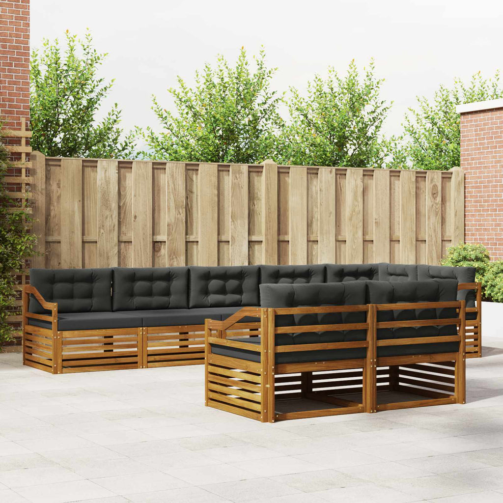 Outdoor-Sofagarnitur mit Kissen 8 pcs Natur und Anthrazit