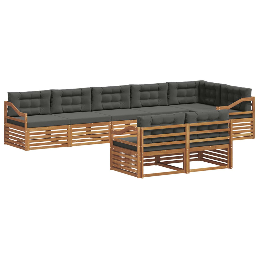 Outdoor-Sofagarnitur mit Kissen 8 pcs Natur und Anthrazit