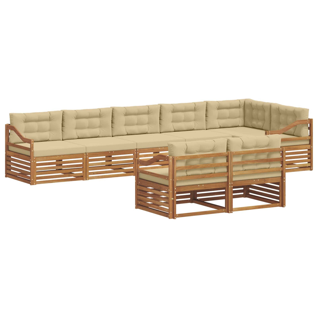 Outdoor-Sofagarnitur mit Kissen 8 pcs Natur und Beige
